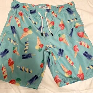 Maamgic Ice Cream Print Boys 14/16 Swim Shorts - Light Blue